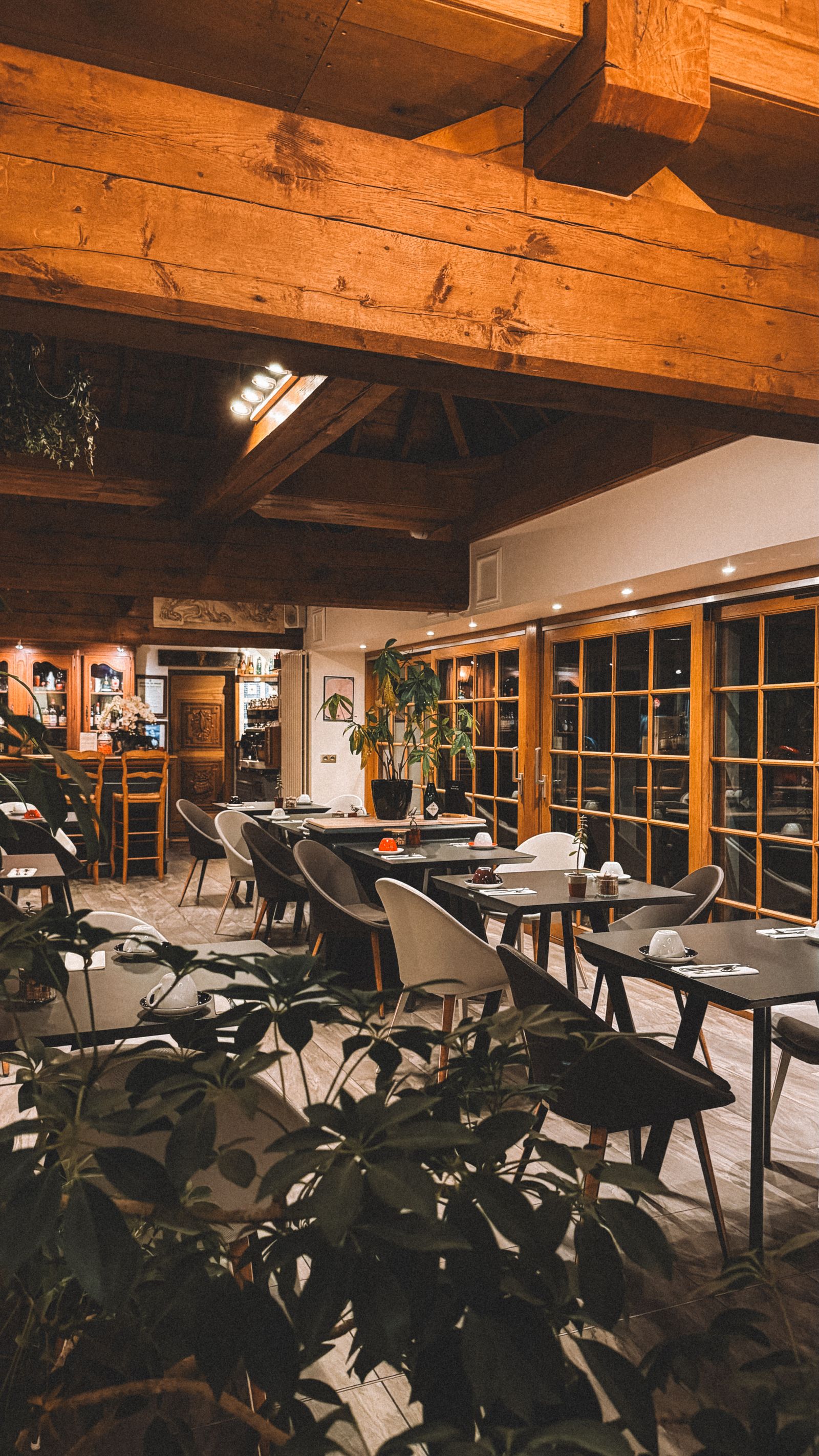 Warm interior of TiaNina Pizza and Pasta, wood-fired oven glow